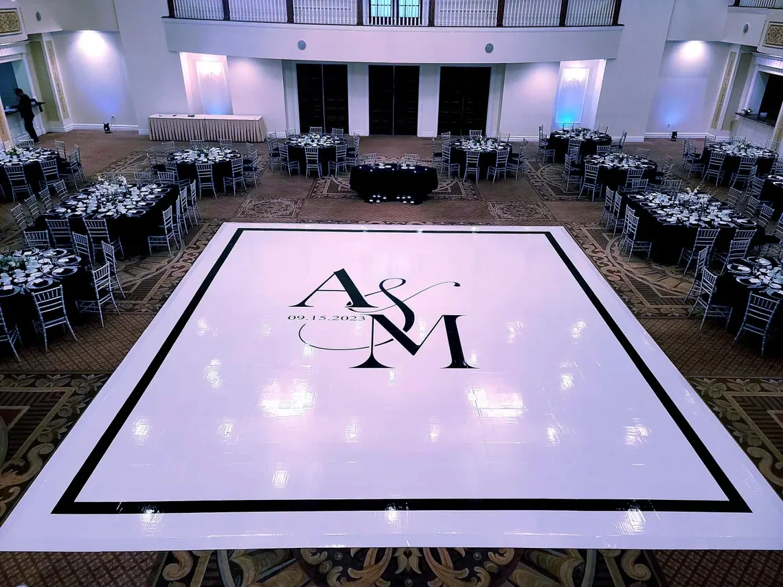 Custom dance floor wrap for a wedding